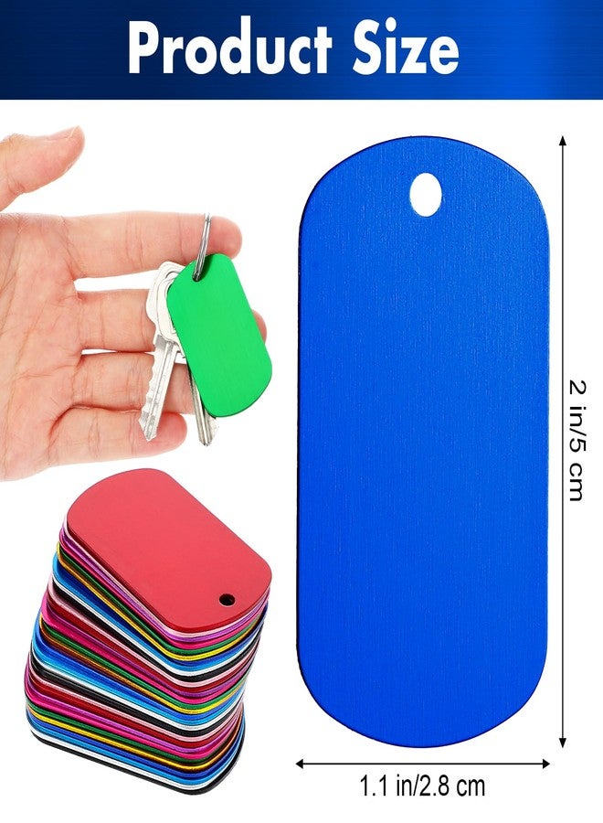 AojSup 100 Pcs Aluminum Dog Tags Blanks, Militarys Dogs Tags Set Including Rectangle Blank Labels Metal Stamping Label for DIY Decorative Craft Laser Engraving Keychain Blank Dog Tag(Multicolor) - Image 2